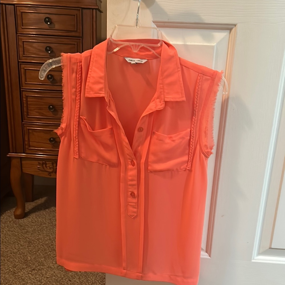 Naked Zebra Coral Sleeveless Blouse